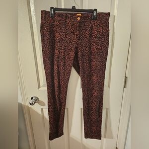 Pilcro and the Letterpress Navy Orange Serif Corduroy Pants Paisley Size 32